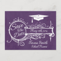 Vintage Ornament & Chalk Graduation Save The Date