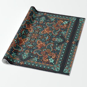 Vintage ornament paisley Bandana, silk neck scarf  Wrapping Paper