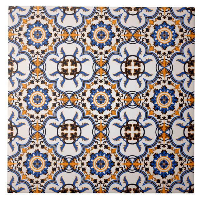 Vintage Ornament Pattern Floor Ceramic Tile (Front)