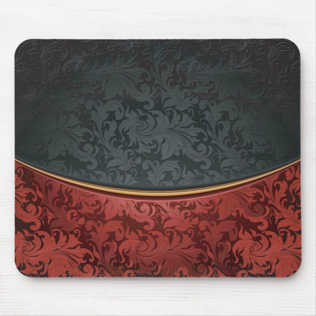 Vintage ornament red and black mouse pad (Front)
