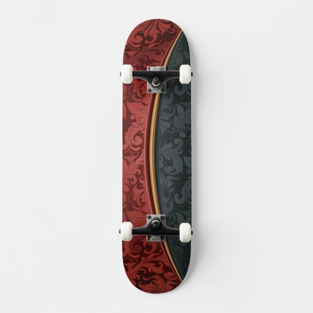 Vintage ornament red and black skateboard (Front)