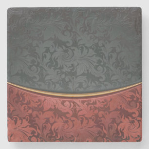 Vintage ornament red and black stone coaster