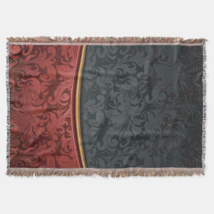Vintage ornament red and black throw blanket