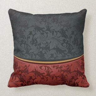 Vintage ornament red and black throw pillow