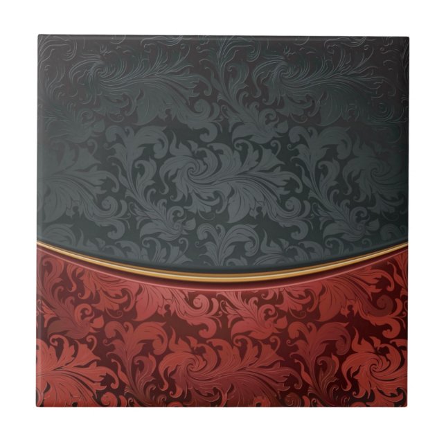 Vintage ornament red and black tile (Front)