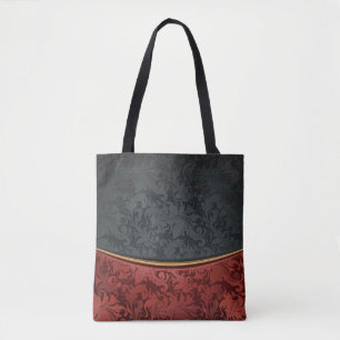 Vintage ornament red and black tote bag