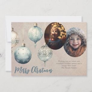 Vintage Ornament Two Photo Holiday Card