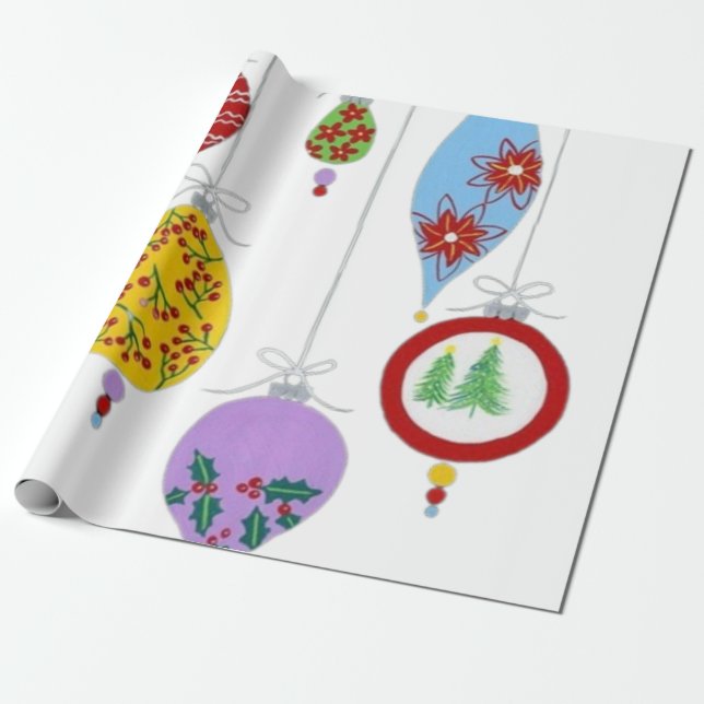 Vintage Ornament Wrapping Paper (Unrolled)