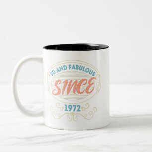 Vintage Ornamental 50 and Fabulous since 1972 Two-Tone Coffee Mug
