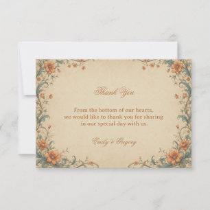 Vintage Ornamental Floral Elegant Thank You Card