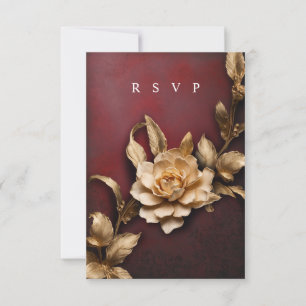 Vintage ornamental gold foliage RSVP meal choices Card