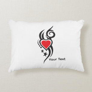 Vintage Ornamental Heart with Floral Tattoo Art Accent Pillow