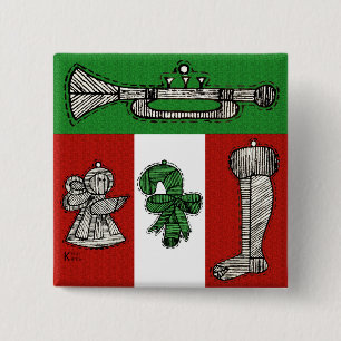Vintage Ornaments 2 Inch Square Button