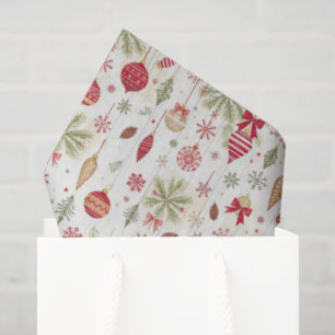 Vintage Ornaments Botanicals Holiday Christmas Tissue Paper
