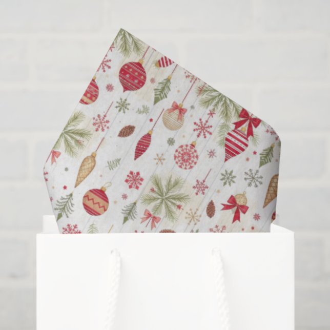 Vintage Ornaments Botanicals Holiday Christmas Tissue Paper (Gift Bag)