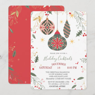 Vintage Ornaments Branches Company Christmas  Invitation