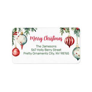 Vintage Ornaments Christmas Return Address Label