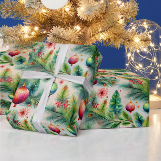 Vintage ornaments Christmas wrapping paper