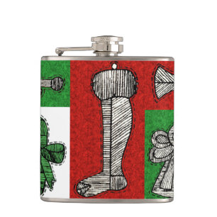 Vintage Ornaments Hip Flask