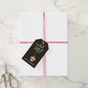 Vintage Ornaments Personalized Black Red Holiday Gift Tags