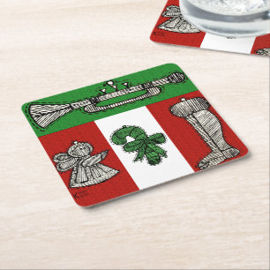 Vintage Ornaments Square Paper Coaster