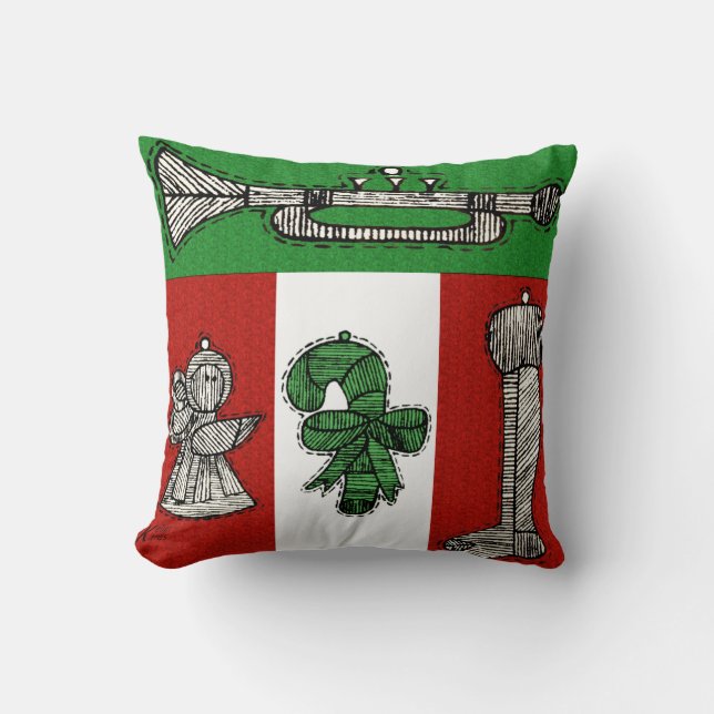 Vintage Ornaments Throw Pillow (Front)