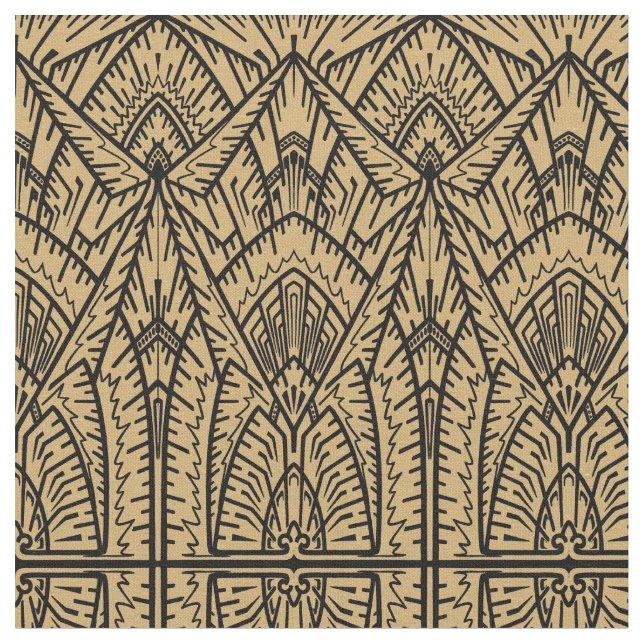 Vintage Ornate Art Deco Pattern Fabric (Close Up)