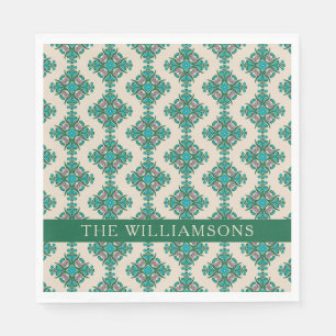Vintage Ornate Art Nouveau Green Personalized  Napkin