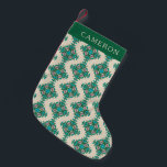 Vintage Ornate Art Nouveau Green Personalized    Small Christmas Stocking<br><div class="desc">Vintage Ornate Art Nouveau Tile Pattern in Green and Blue Personalized Christmas Stocking</div>