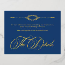 Vintage Ornate Blue Gold Scroll Gothic Wedding