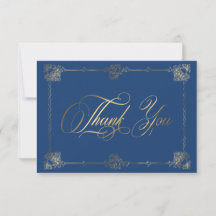 Vintage Ornate Blue Gold Scroll Gothic Wedding