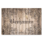 Vintage Ornate Border Dark Wood Personalized Name