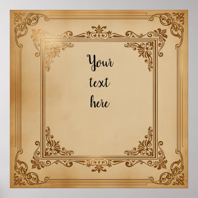 Vintage Ornate Customizable Template – Elegant Bla Poster (Front)