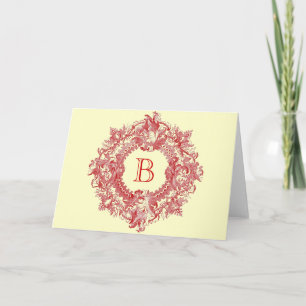 Vintage Ornate Flourish Wreath Holiday Card