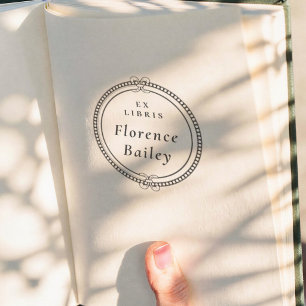 Vintage Ornate Frame Classic Ex Libris Book Rubber Stamp