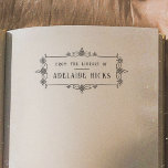 Vintage Ornate Frame From The Library Of Bookplate Rubber Stamp<br><div class="desc">An personalized book stamp for your personal library. This custom stamp features an elegant victorian filigree frame with your name printed inside in ornamental typography. A bold and classic stamp, ideal for any book lover, teacher, or librarian. This is the wooden rubber stamp - choose the handle and ink pad...</div>