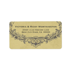 Vintage Ornate Frame Gold Background Wedding Paper Label