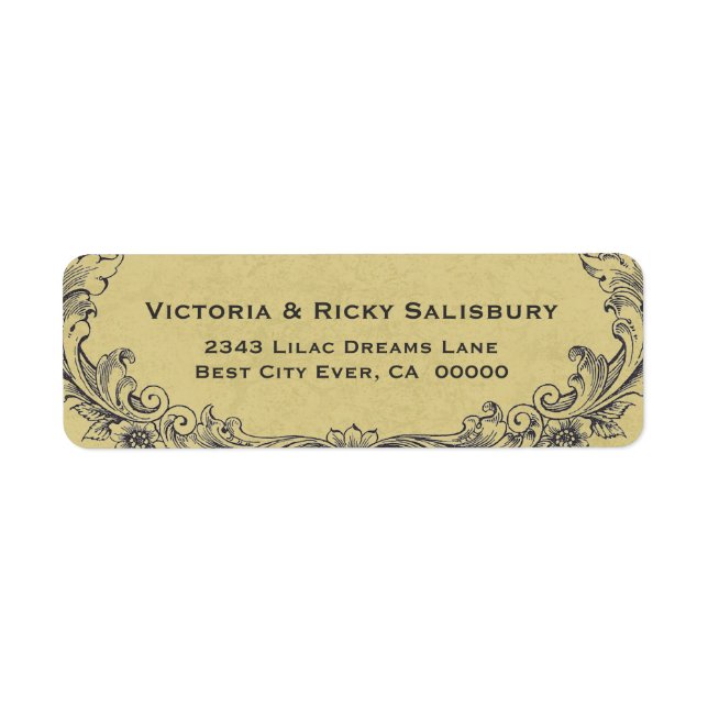 Vintage Ornate Frame Gold Background Wedding V01 (Front)