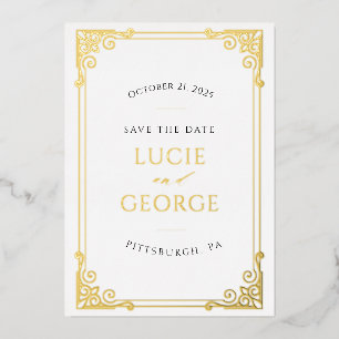 Vintage Ornate Frame Save the Date Real Foil 