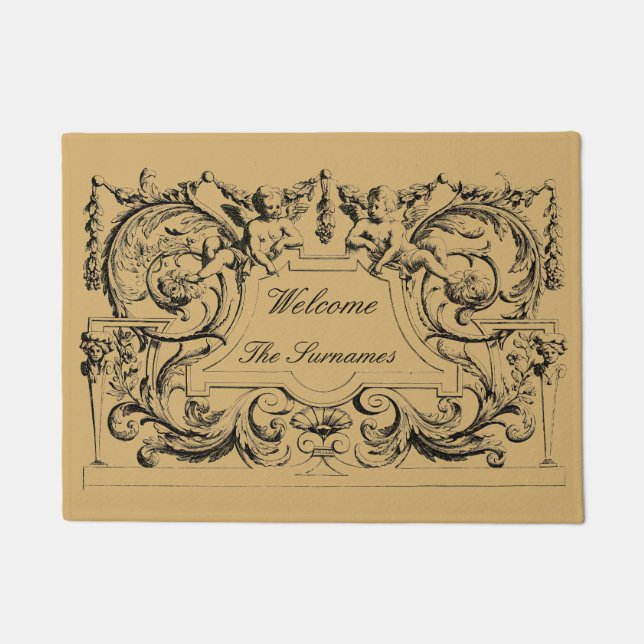Vintage Ornate French Baroque Rococo Doormat (Front)