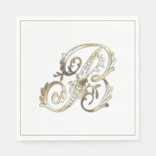 Vintage Ornate Gold Monogram B Napkin