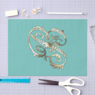 Vintage Ornate Gold Monogram B Tissue Paper