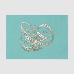 Vintage Ornate Gold Monogram C Tissue Paper