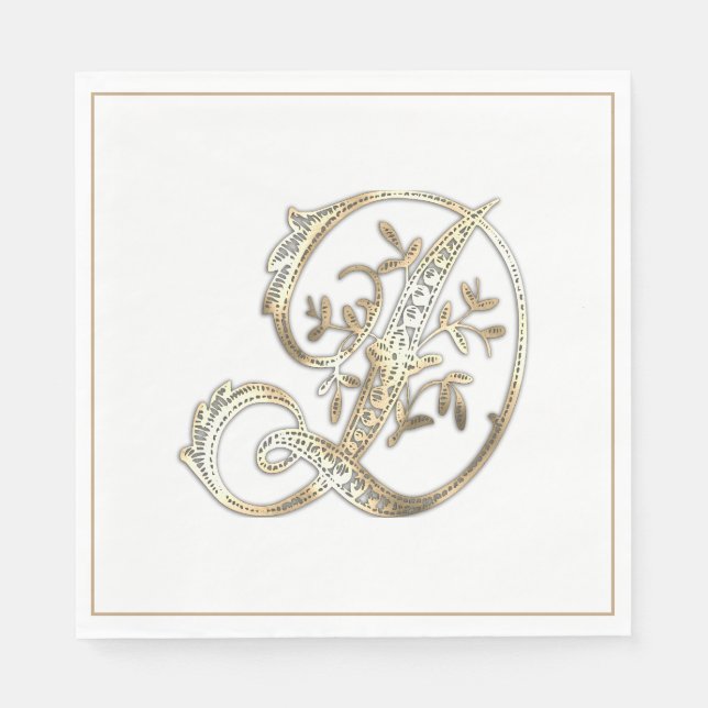 Vintage Ornate Gold Monogram D Napkin (Front)