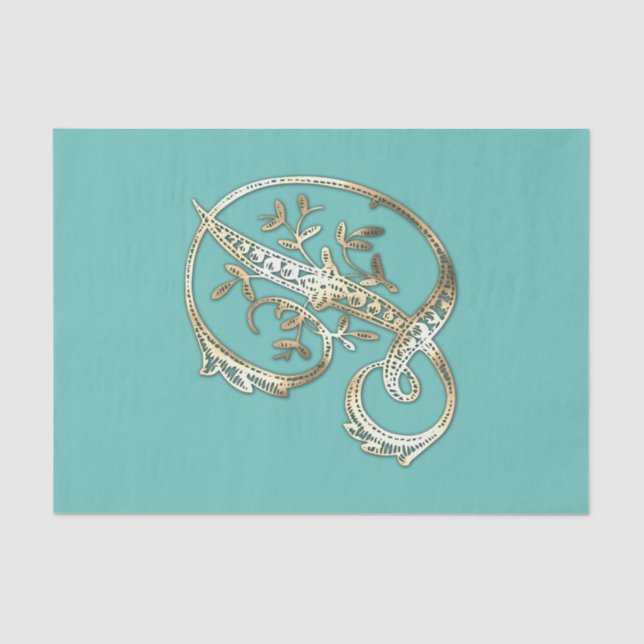 Vintage Ornate Gold Monogram D Tissue Paper (Front)