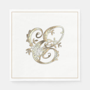 Vintage Ornate Gold Monogram E Napkin
