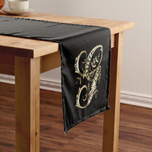 Vintage Ornate Gold Monogram G Short Table Runner