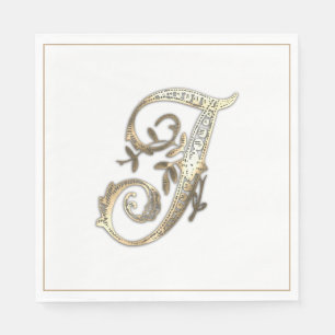 Vintage Ornate Gold Monogram I Napkin
