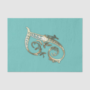Vintage Ornate Gold Monogram I Tissue Paper