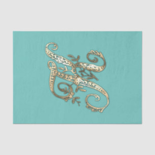 Vintage Ornate Gold Monogram K Tissue Paper